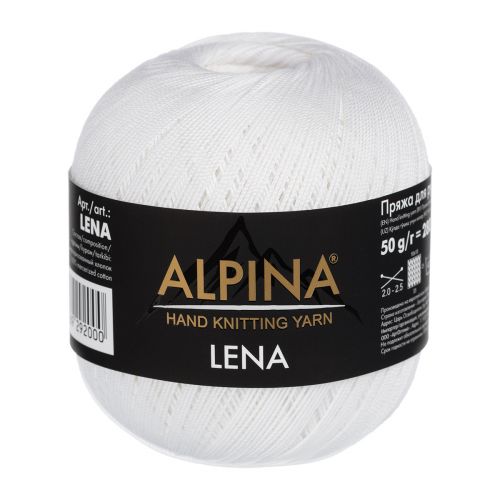 Пряжа Alpina "Lena", 50г/280м 01, белый