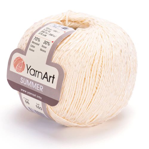 Пряжа Yarnart "Summer", 100г/350м, 06, молочный