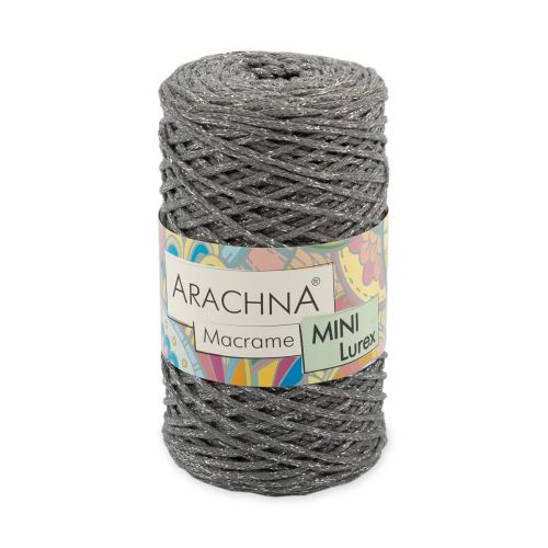 Пряжа Arachna "Macrame Mini Lurex", 250г/200м 17 серый-серебро
