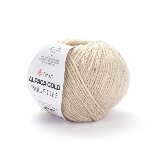 Пряжа Yarnart Alpaca Gold Paillettes, 50г/180м 9302, бежевый Пряжа Yarnart Alpaca Gold Paillettes, 50г/180м 9302, бежевый