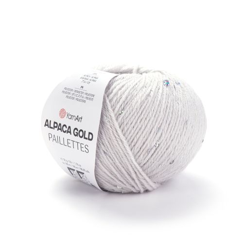 Пряжа Yarnart Alpaca Gold Paillettes, 50г/180м 9303, св.серый