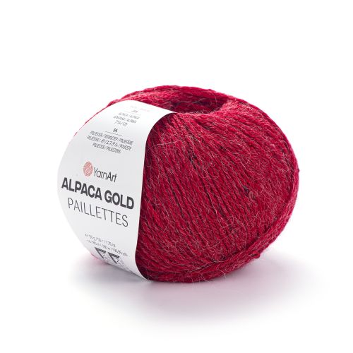Пряжа Yarnart Alpaca Gold Paillettes, 50г/180м 9307, красный