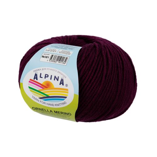 Пряжа ALPINA "ORNELLA MERINO" 50г/125м 361 сливовый