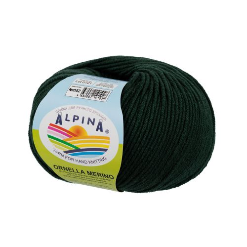 Пряжа ALPINA "ORNELLA MERINO" 50г/125м 52 т.зеленый