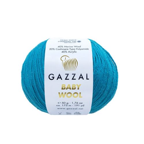 Пряжа Gazzal "Baby Wool", 50г/175м — 822 бирюза темная Пряжа Gazzal "Baby Wool", 50г/175м — 822 бирюза темная