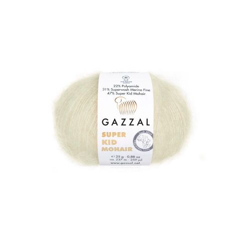 Пряжа Gazzal Super Kid Mohair, 25г/237м — 64437 молочный Пряжа Gazzal Super Kid Mohair, 25г/237м — 64437 молочный