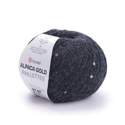 Пряжа Yarnart Alpaca Gold Paillettes, 50г/180м 9314, черный