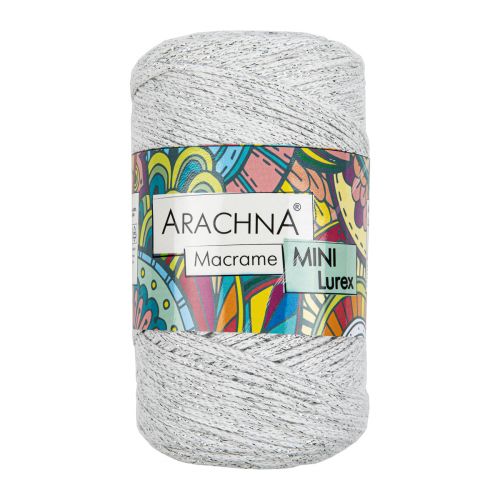 Пряжа Arachna "Macrame Mini Lurex", 250г/200м 24 натуральный-серебро