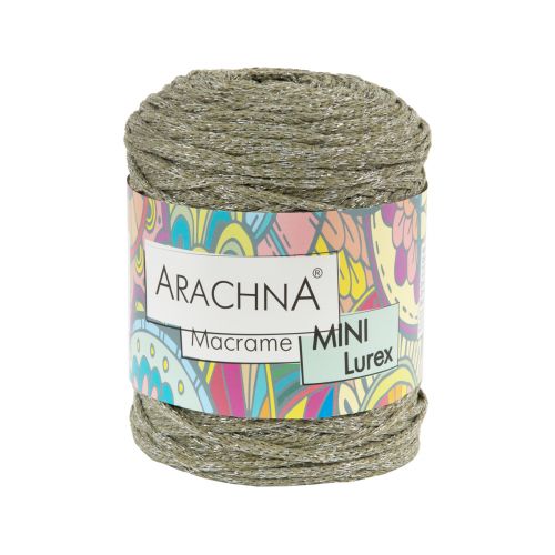 Пряжа Arachna "Macrame Mini Lurex", 250г/200м 45 св.хаки-серебро