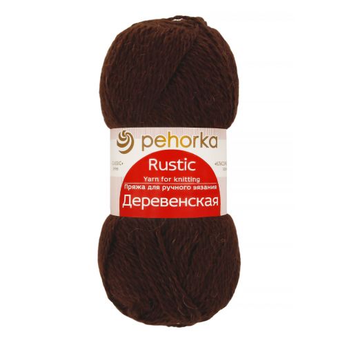 Пряжа Деревенская (100% шерсть), Пехорка, 017 шоколад