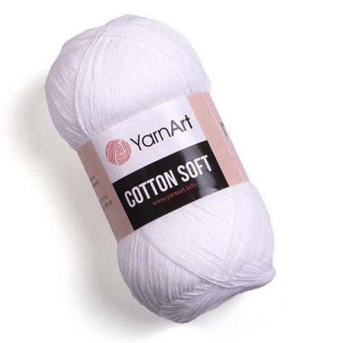 Пряжа Yarnart(Ярнарт) COTTON SOFT (Коттон софт), цвет белый (белоснежный) (код 62)