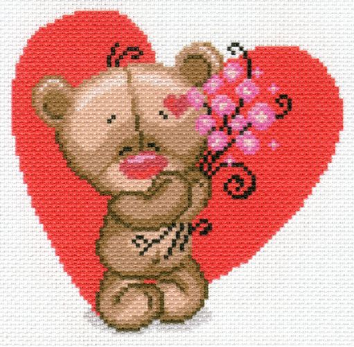 Вышивка 1728 - Мишуткина любовь (канва с рисунком)