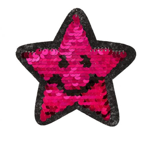 J025 Звезда 9х9 см Термоаппликация на фетре с двусторонними пайетками 1 шт