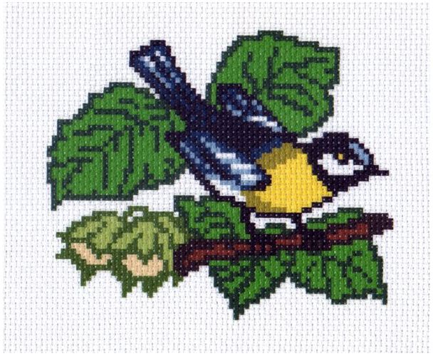 Вышивка 0227 - Синичка на орешнике (канва с рисунком)