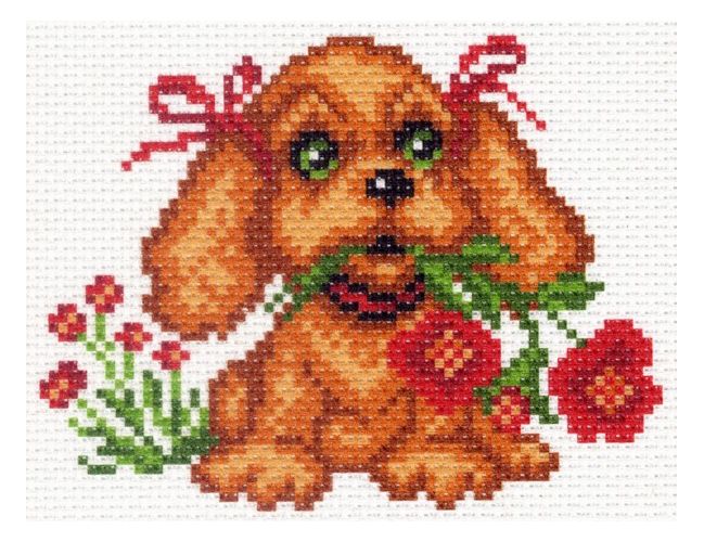 Вышивка 1424 - Мой щенок (канва с рисунком)