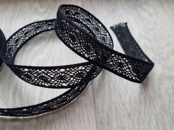 Тесьма декоративная "Gamma" кружевная HVK-43 17 мм, цвет черный (0113)