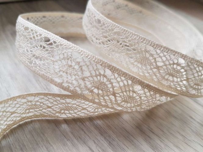 HVK-43 Тесьма декоративная "Gamma" кружевная 17 мм, цвет бежевый (061)