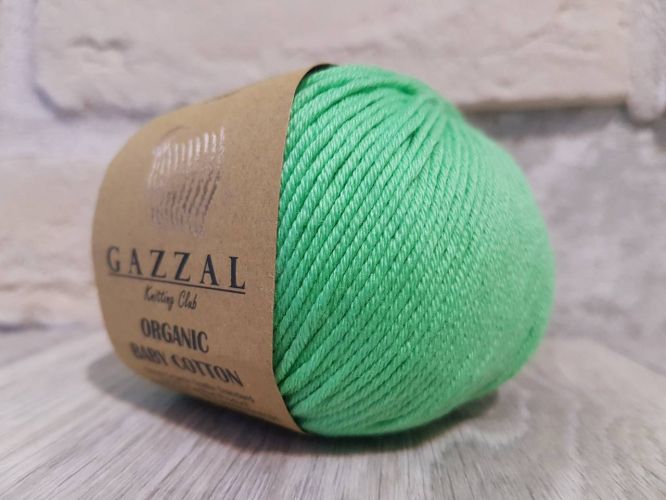 Пряжа Organic Baby Cotton(Gazzal), цвет зеленый салатовый (421)