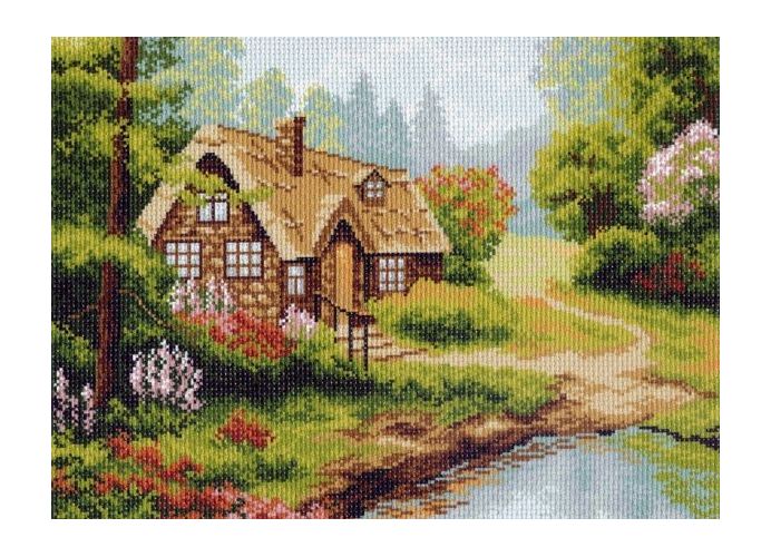 Ткань с рисунком Натюрморты, цветы, пейзажи 0619-1 Г - Лесная хижина