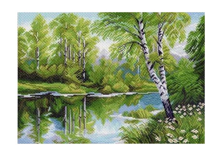 Вышивка 1020 - Береза у озера