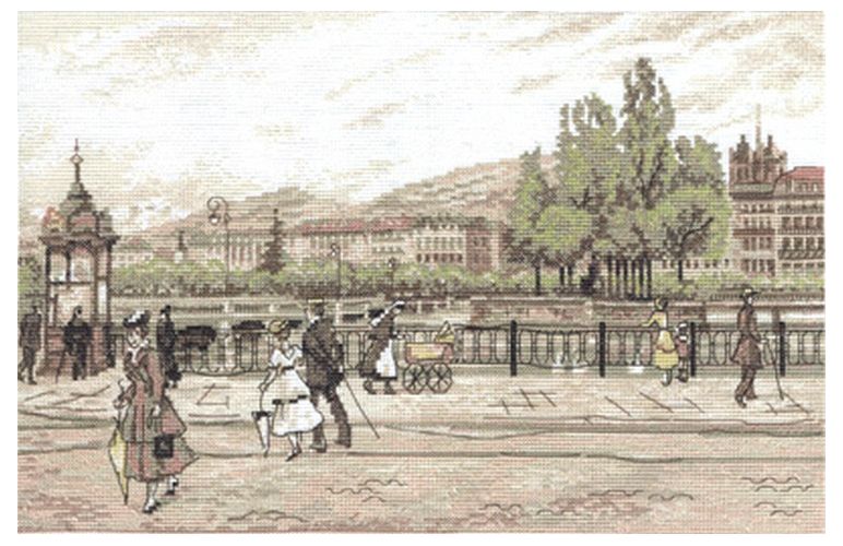 Вышивка GM-1348 Женева. Набережная Де Берг (Panna) - Золотая серия Вышивка GM-1348 Женева. Набережная Де Берг (Panna) - Золотая серия