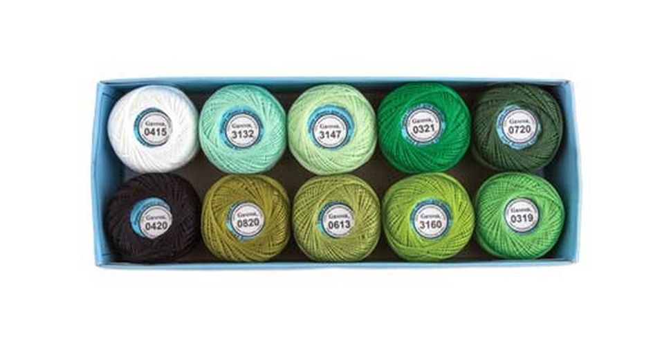 Пряжа Ирис, в наборах по 10 мотков, Gamma, набор №14 (зеленая гамма)